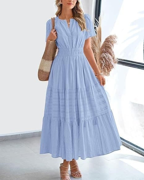Afslappet Tropisk print Sommerkjole i Bomuld — billede 1
