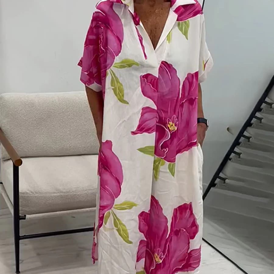Feminin Blomsterprint Maxikjole i Tencel — billede 1