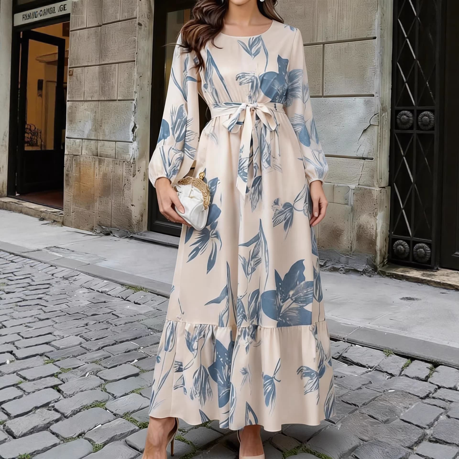 Raffineret Blomsterprint Minikjole i Satin — billede 1