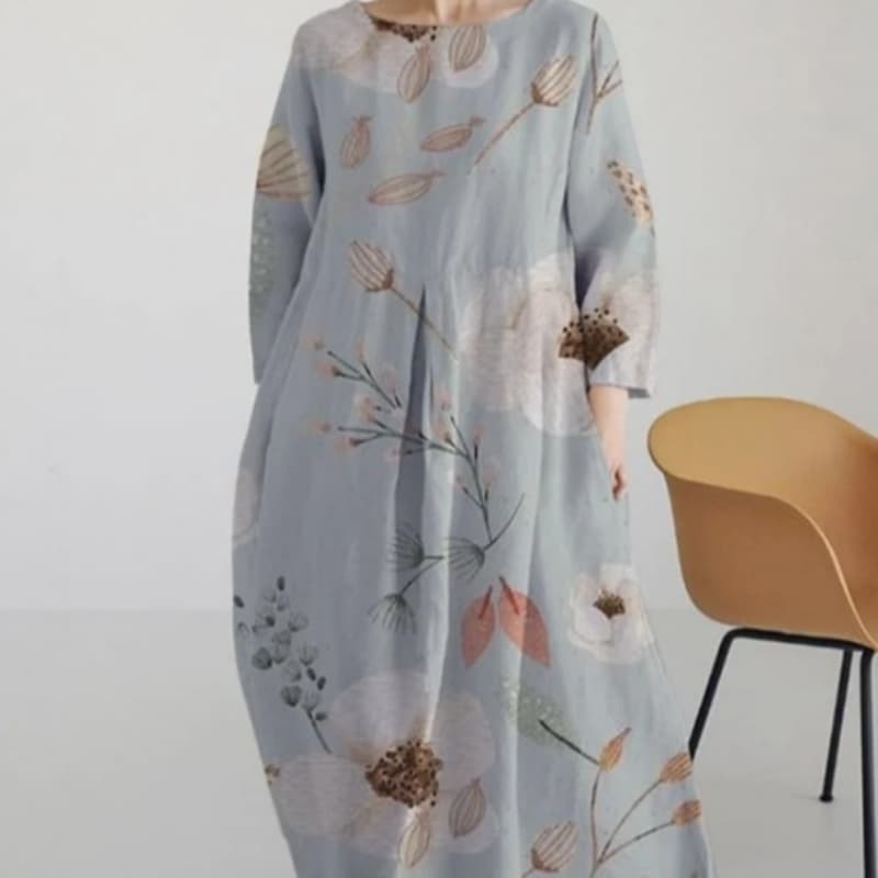 Nordisk Lavendel-print Lagkjole i Satin — billede 1