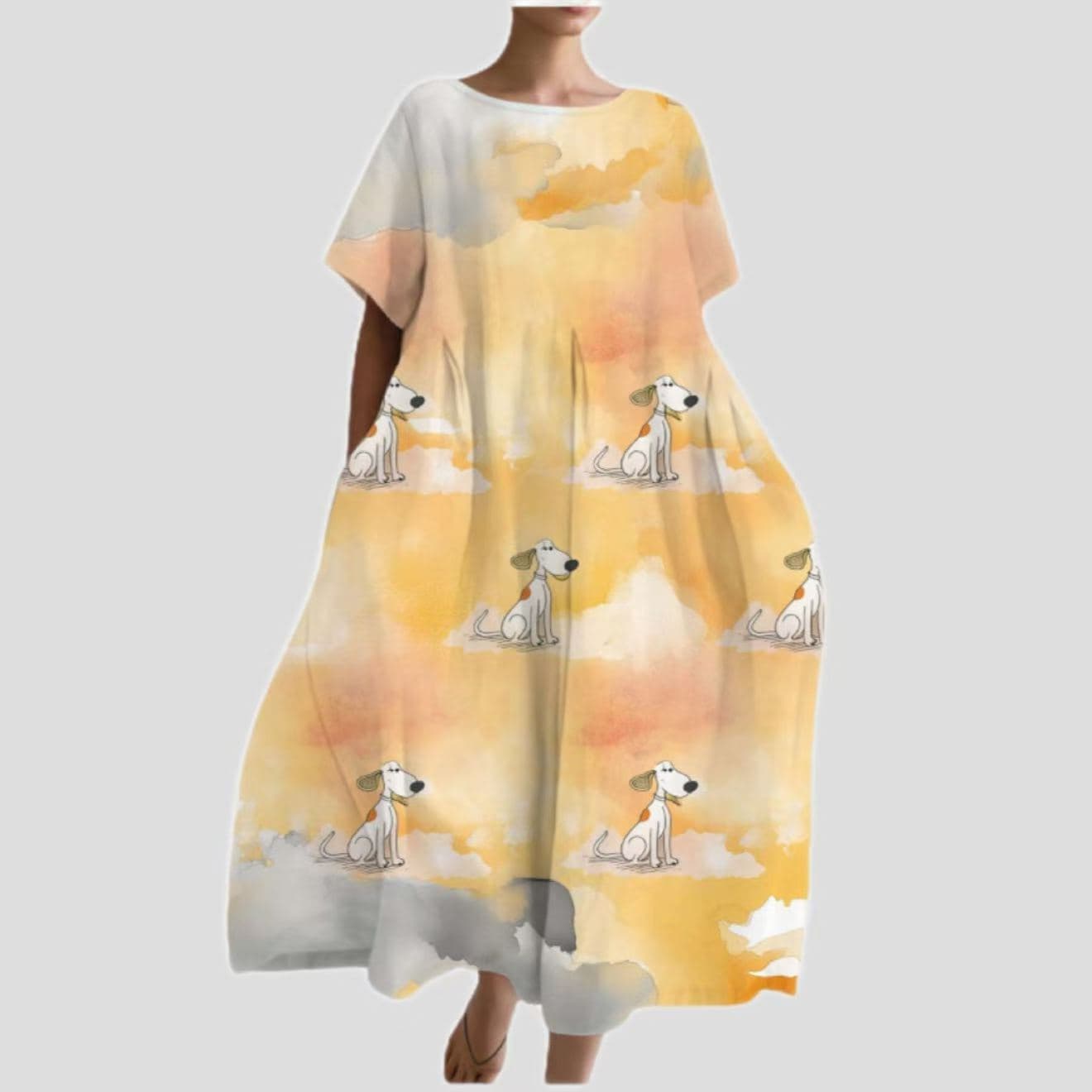 Silkeblød Akvarel-print Sommerkjole — billede 1