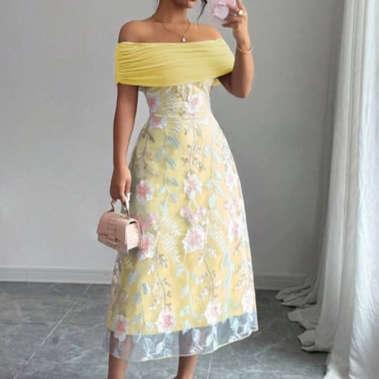 Raffineret Tropisk print Sommerkjole i Chiffon — billede 1